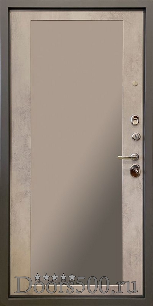 Входная дверь Тетрис 3К Зеркало (Бетон светлый)